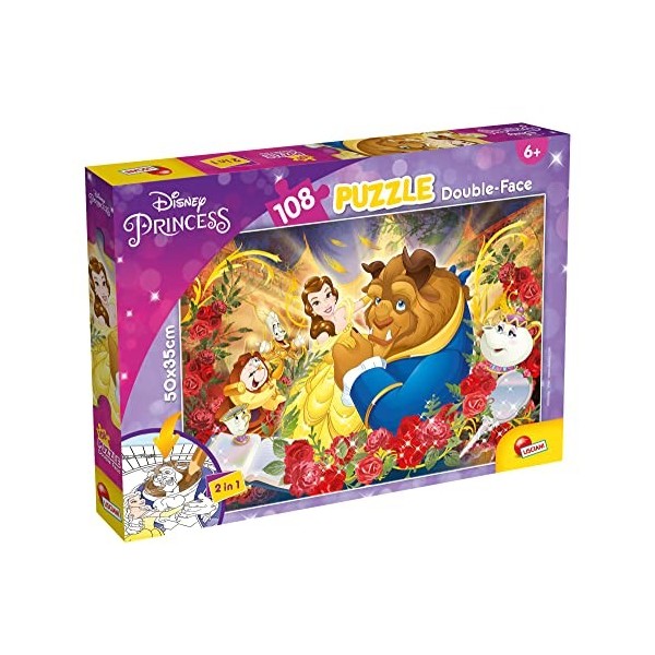 Lisciani, Puzzle pour enfants à partir de 4 ans, 108 pièces, 2 en 1 Double Face Recto / Verso avec le dos à colorier - Disney