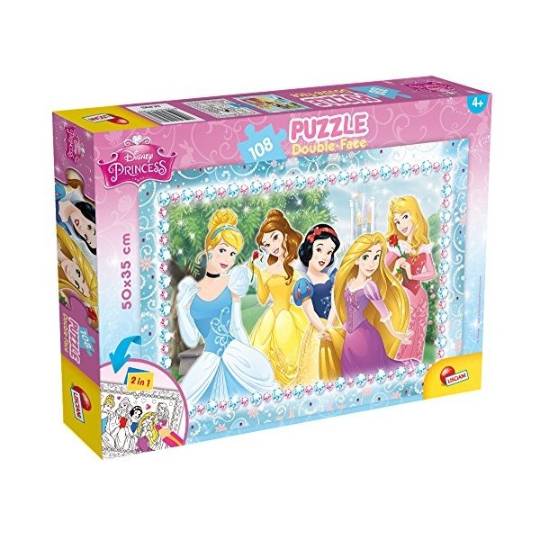 Lisciani, Puzzle pour enfants à partir de 4 ans, 108 pièces, 2 en 1 Double Face Recto / Verso avec le dos à colorier - Disney