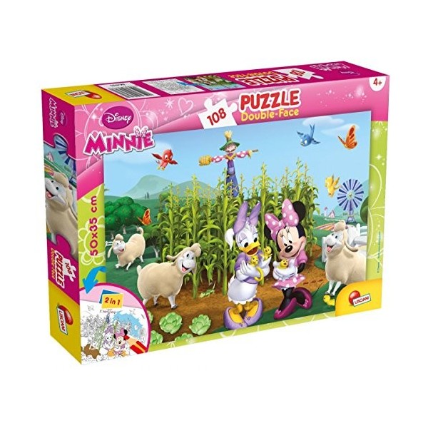 Lisciani, Puzzle pour enfants à partir de 4 ans, 108 pièces, 2 en 1 Double Face Recto / Verso avec le dos à colorier - Disney