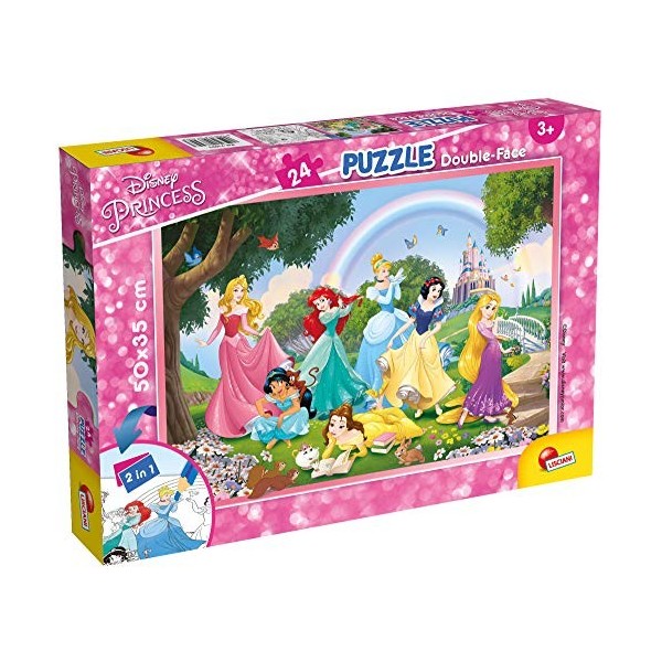 Lisciani - Puzzle Disney Cars 2 en 1 - Maxi Puzzle 50 x 35cm de 24 pièces - Double Face avec Verso à Colorier -pour Enfants d