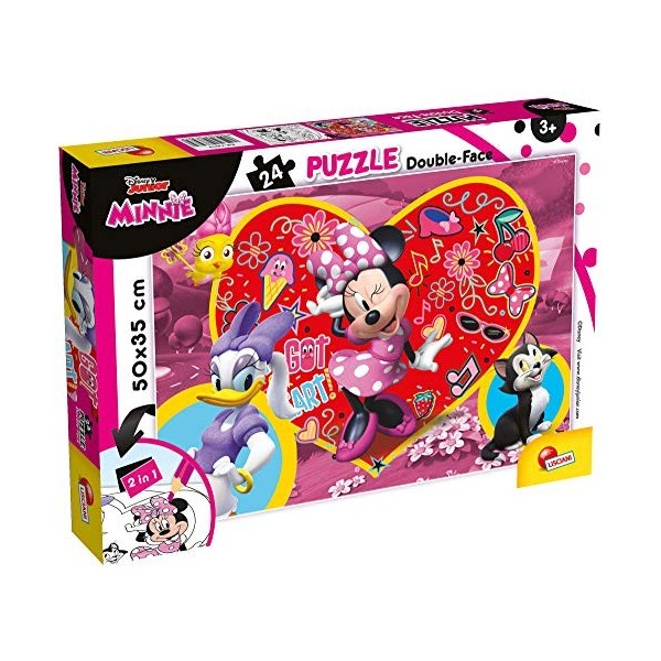 Lisciani - Disney Puzzle Minnie - Puzzle 24 Pièces - Double Face - Verso A Colorier - Jeu Educatif - A partir de 3 ans