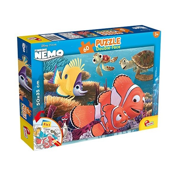 Lisciani - Disney Puzzle Nemo - Puzzle 60 Pièces - Double Face - Verso A Colorier - Jeu Educatif - A partir de 3 ans