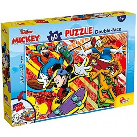 Lisciani, Puzzle pour enfants à partir de 4 ans, 60 pièces, 2 en 1 Double Face Recto / Verso avec le dos à colorier - Disney 