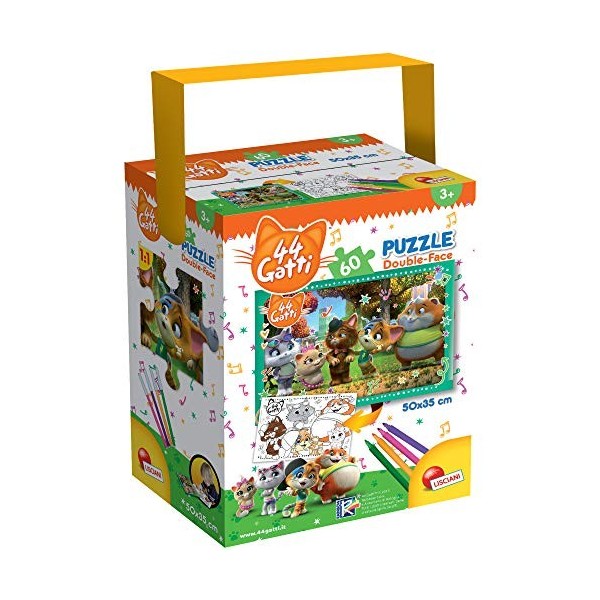 Lisciani-44 Gatti LISCIANI RECTO/VERSO PIECES CATS-76604, 76604, multicolore, PUZZLE 60 PCES-EYES CATS 44 CHATS