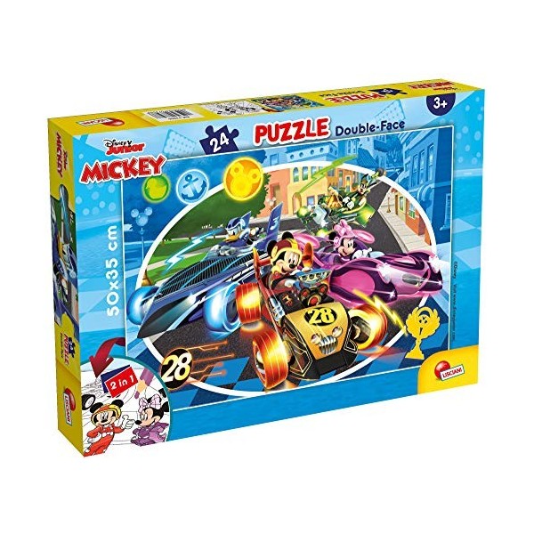 Lisciani - Disney Puzzle Mickey Mouse - Puzzle 24 Pièces - Double Face - Verso A Colorier - Jeu Educatif - A partir de 3 ans