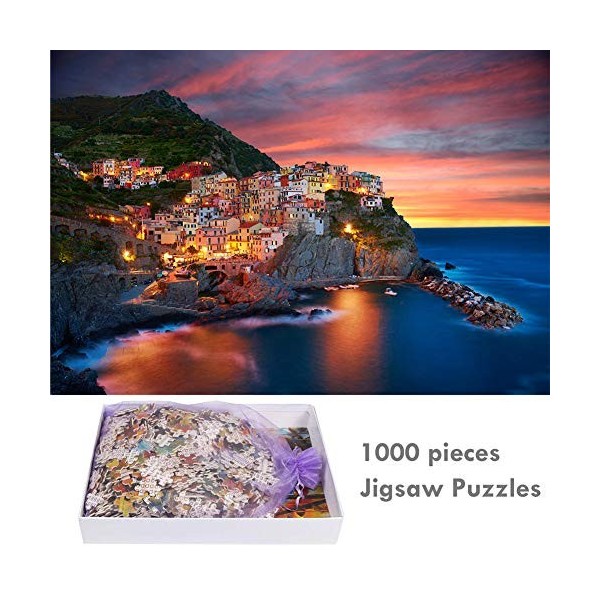 VLUNT Puzzles plus épais pour adultes et enfants 1000 pièces, Dreamy Positano, Puzzle de la collection Signature Twilight Sea