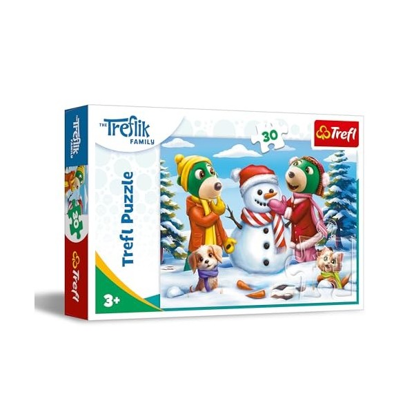 Trefl The Family, Jeux d’Hiver des Treflik 30 pièces – Puzzles Colorés avec Les Personnages de Bande Dessinée, Divertissement