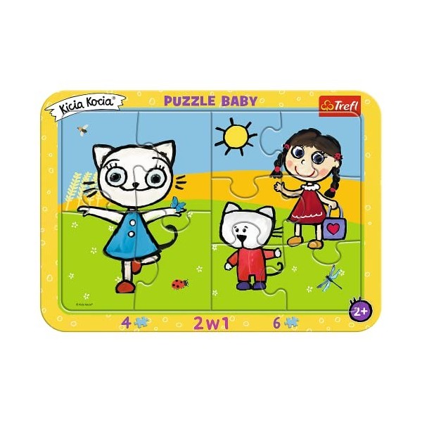 Trefl- Baby Puzzles en Cadre, pour Enfants à partir de 2 Ans Puzzels, 80023, Hereuse Kicia Kocia