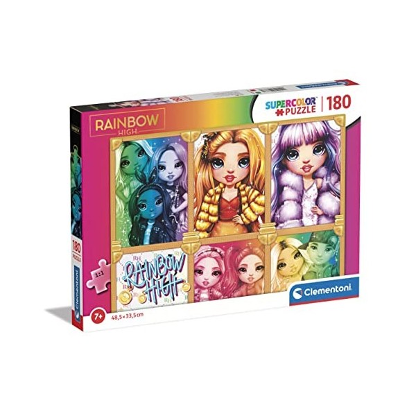 Clementoni Rainbow High Supercolor High-180 pièces, 7 Ans Enfant, Puzzle Dessin animé-fabriqué en Italie, 29777, Multicolour,