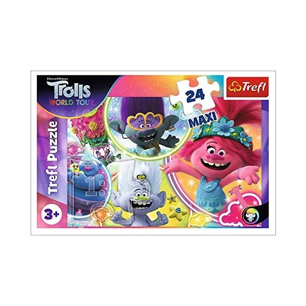 Trefl, Puzzle Le Monde Musical des Trolls, 24 Maxi pièces, Universel, Trolls World Tour, pour Les Enfants à partir de 3 Ans