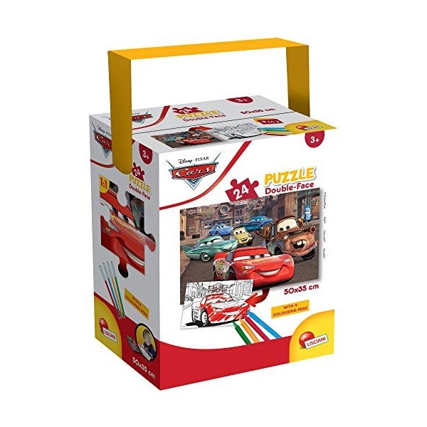 Lisciani - Disney Puzzle Cars - Puzzle 24 Pièces - Double Face - Verso A Colorier - Jeu Educatif - A partir de 3 ans