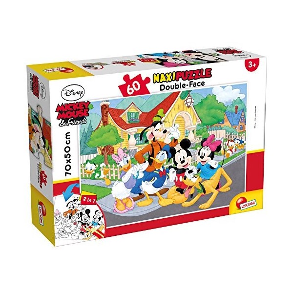 Lisciani, Maxi Puzzle pour enfants à partir de 4 ans, 60 pièces, 2 en 1 Double Face Recto / Verso avec le dos à colorier - Di