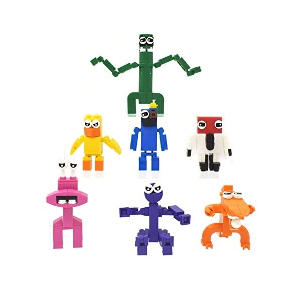Puruuige Rainbow Friends Figurine de construction de personnages de dessin animé pour fans de jeu Bleu