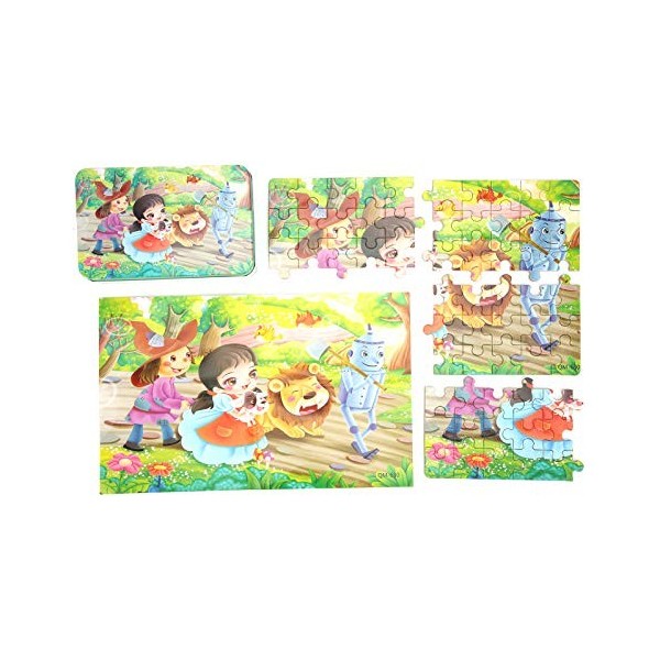 Zerodis Boîte en Métal 60 Pièces Puzzles, Motif de Dessin Animé Exquis Contes de Fées Enfants Jouant Apprentissage Jouet Éduc