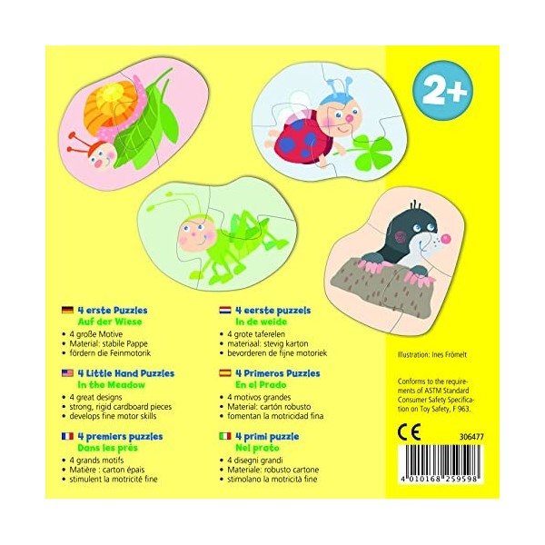 HABA - Jeu éducatif - 4 premiers puzzles - Dans les prés - 2 ans et plus - 306477