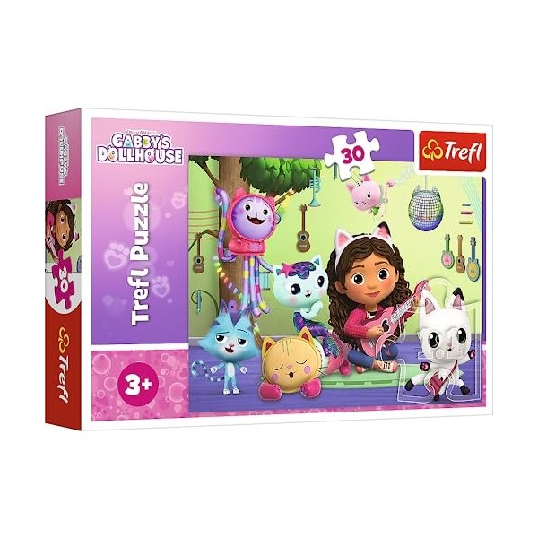 Trefl - Gabbys Dollhouse, Gabi et Son Adorable Maison - Puzzle 30 Pièces - Puzzles Colorés avec Personnages de Contes de Fée