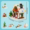 Blocs de maison de Noël, Jeu de construction de la maison de Noël, Le train père Noël Bonhomme de neige Sapin de Noël Décorat