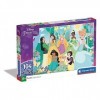 Clementoni- Disney Princess Supercolor Glitter Princess-104 pièces, 6 Ans Enfant Dessin animé, Puzzle Princesse-fabriqué en I