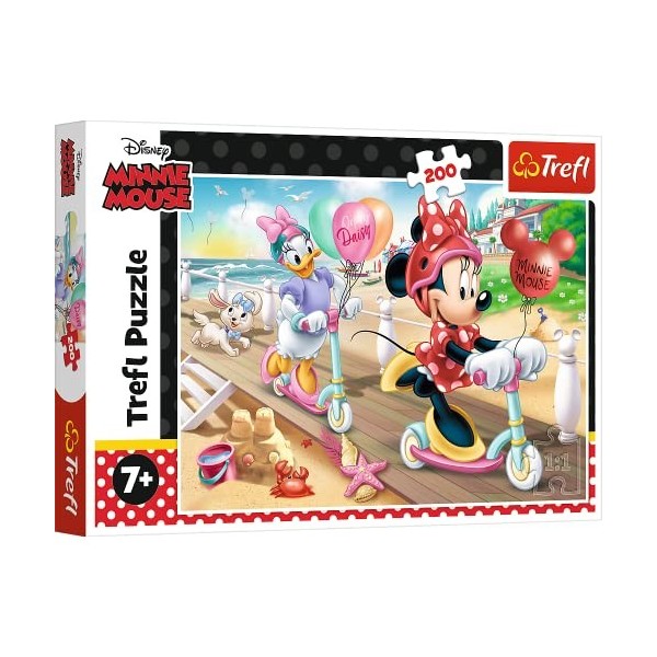Trefl-200 Pièces pour Enfants à partir de 7 Ans Puzzles, 13262, Minnie sur la Plage Disney Minnie