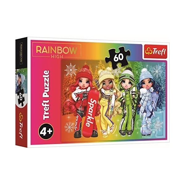 Tréfl - Rainbow High, Poupées Joyeuses - Puzzle 60 Elements - Puzzle Coloré avec des Personnages de Conte de Fées Rainbow Hig