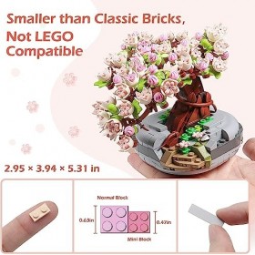 Lasszuie Ensemble de Blocs de Construction Sakura Bonsai Tree, Kit Construction Bouquet Fleurs, Décoration la Maison, Collect