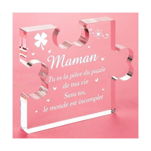 Tulolvae Cadeau Anniversaire Maman, Gravure Acrylique Bloc Puzzle Cadeau de Noël Saint Valentin Fête des Mères pour Maman, Bo