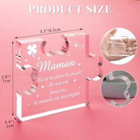 Tulolvae Cadeau Anniversaire Maman, Gravure Acrylique Bloc Puzzle Cadeau de Noël Saint Valentin Fête des Mères pour Maman, Bo