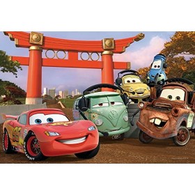 Lisciani - Puzzle Disney 2 en 1 - Cars - 2 x 12 pièces - Maxifloor 50 x 35 Cm - Double Face avec Verso à Colorier - Feutres I