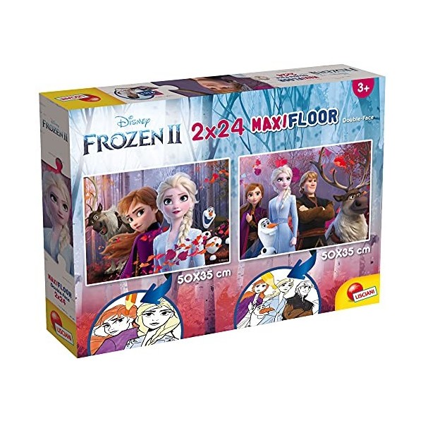 Lisciani - Disney Puzzle La Reine des Neiges - 2 Puzzles de 24 Pièces - Double Face - Verso A Colorier - Jeu Educatif - A par