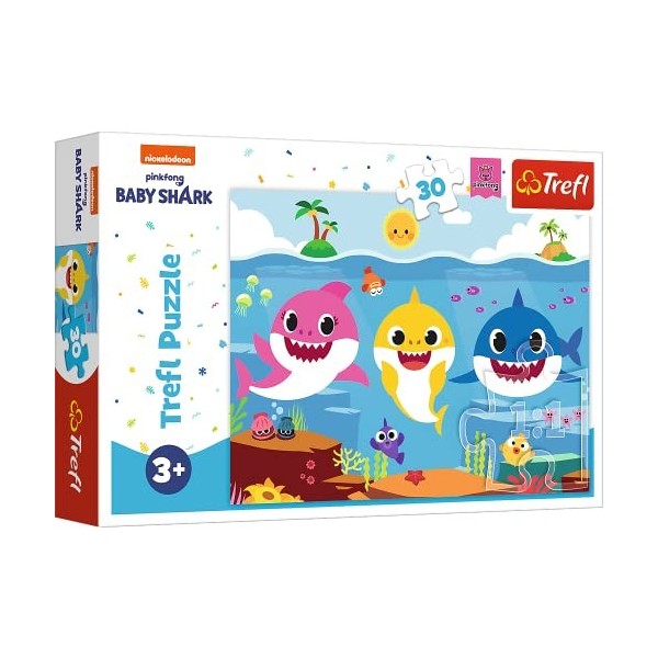 Trefl - Baby Shark, Monde sous-Marin des Requins - Puzzle 30 Pièces - Puzzles Colorés avec des Personnages de Contes de Fées,