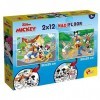 Lisciani - Disney Puzzle Mickey Mouse - 2 Maxi Puzzles de 12 Pièces - Double Face - Verso A Colorier - Jeu Educatif - A parti