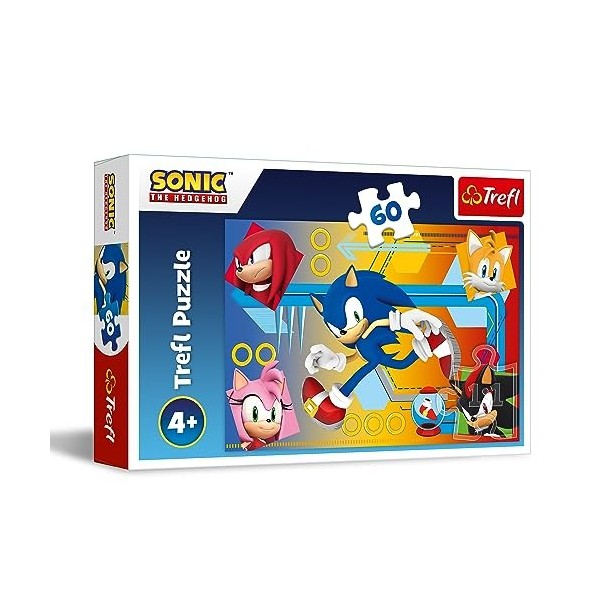 Trefl The Hedgehog, Action 60 éléments-Puzzle coloré avec Les Personnages Sonic, Divertissement créatif, Jeu pour Les Enfants