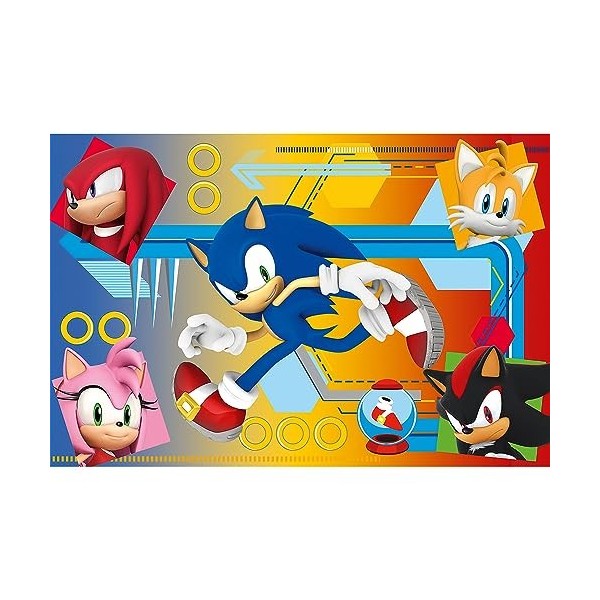 Trefl The Hedgehog, Action 60 éléments-Puzzle coloré avec Les Personnages Sonic, Divertissement créatif, Jeu pour Les Enfants