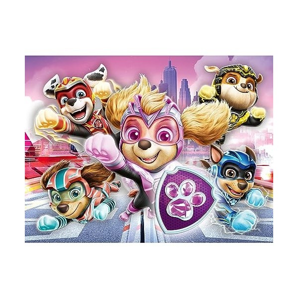 Trefl Paw Patrol : The Mighty Movie, Héros de Ville 30 Pièces-Puzzls Colorés avec des Personnages de Bande Dessinée, Loisir p