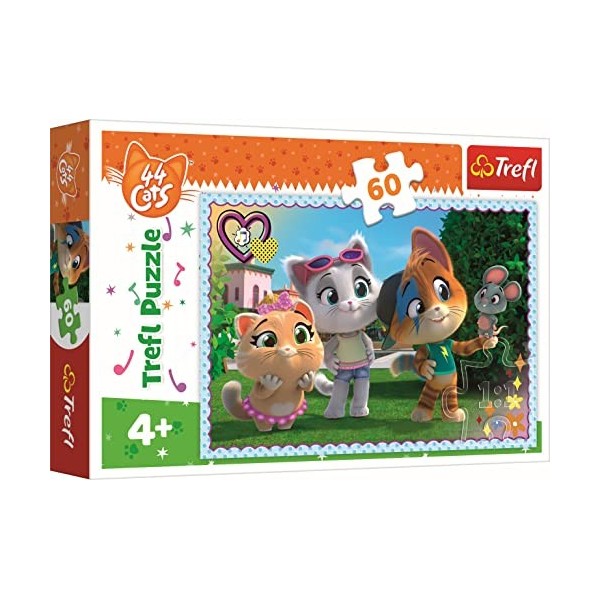 Trefl 60 éléments Puzzles colorés avec Personnages de Contes de fées Chats, Divertissement créatif, Amusant pour Les Enfants 