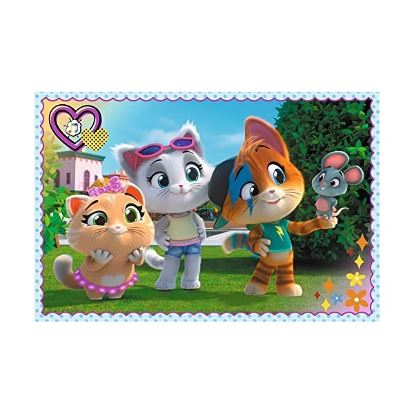 Trefl 60 éléments Puzzles colorés avec Personnages de Contes de fées Chats, Divertissement créatif, Amusant pour Les Enfants 