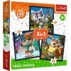 Tréfl - 44 Cats, Rencontrez des Chatons Mignons - Puzzle 3en1, 3 Puzzles, 20 à 50 éléments - Puzzles avec Personnages de Cont