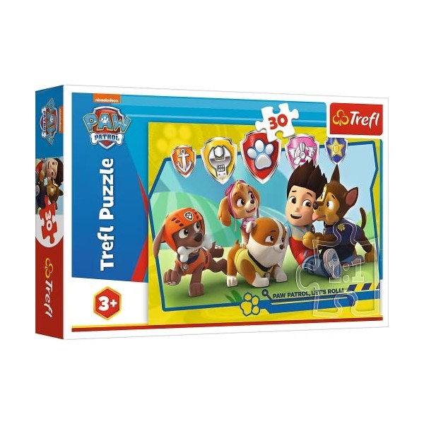 Trefl-5900511182392 Paw Patrol 30 Pièces pour Les Enfants à partir de 3 Ans Puzzle, TR18239, Ryder et Ses Amis Pat Patrouille