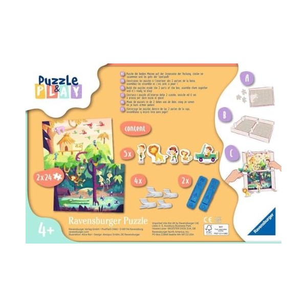 Ravensburger - Puzzle&Play - 2x24 pièces - Exploration de la jungle - Pour enfants dès 4 ans - Puzzle de qualité supérieure -