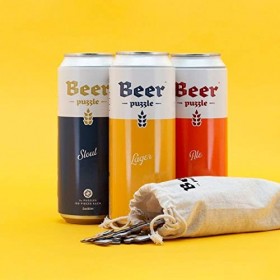 Luckies of London- Beer Ale-Puzzles inspirés de la bière dans Une canette, LUKBPA, Orange, Tin 15 x 6.6cm