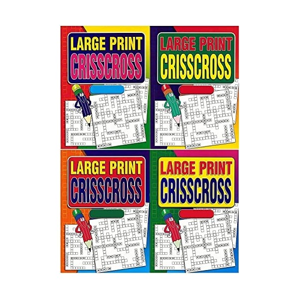 Lot de 4 grands livres puzzle imprimés croisés pour adultes A4