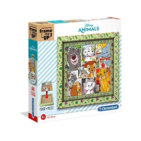 Clementoni- Puzzle Animals Disney Frame Me Up 60pzs Does Not Apply Animals-60 pièces Enfant, Cadre-fabriqué en Italie, 6 Ans 