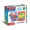 Clementoni- Education-Little Match-Véhicules-6 Puzzle, Jeu éducatif 2 Ans, activités manuelles Enfants, matériaux 100% recycl