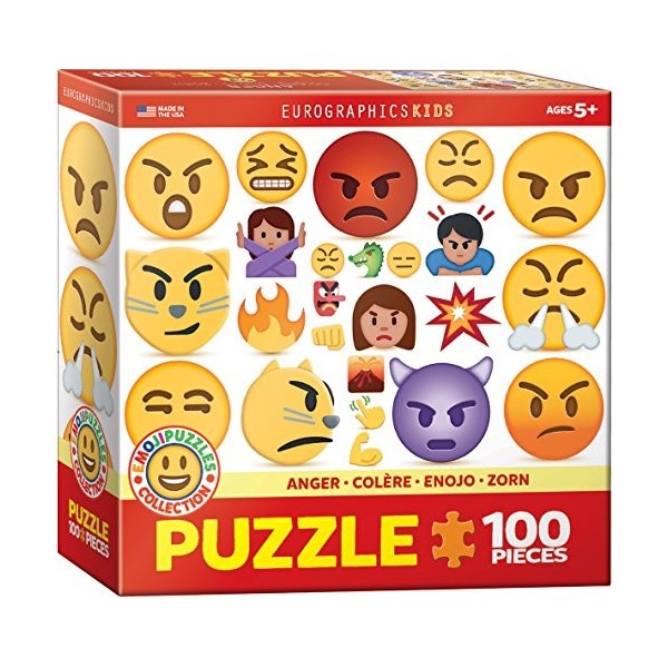 Eurographics Puzzle 100 pièces « Émojis en colère », Multicolore