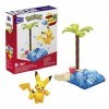 MEGA Pokémon Coffret de construction avec Figurine Pikachu Aventure à la Plage avec 79 briques et pièces compatibles, Jeu de 