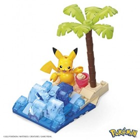 MEGA Pokémon Coffret de construction avec Figurine Pikachu Aventure à la Plage avec 79 briques et pièces compatibles, Jeu de 