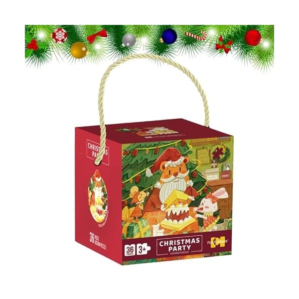 Shenrongtong Jouet de Puzzle de Noël pour,Puzzles de Noël pour Les de 4 à 10 Ans - Jouets de motricité Fine pour la Maison, P