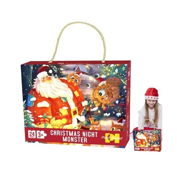 Shenrongtong Jouet de Puzzle de Noël pour,Puzzles de Noël pour Les de 4 à 10 Ans - Jouets de motricité Fine pour la Maison, P