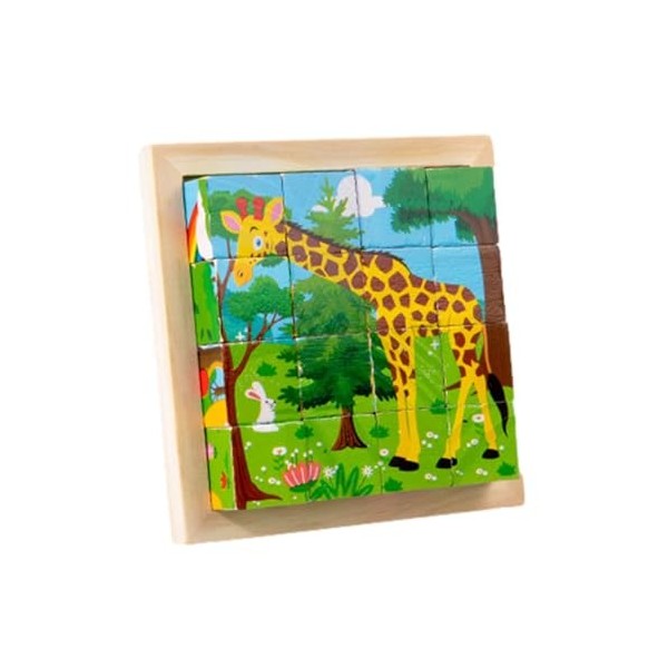 Povanjer Puzzles en Bois - Jouet interactif éducatif,Puzzle Cube pour dâge préscolaire, 6 Puzzles en 1 16 pièces , Puzzles 