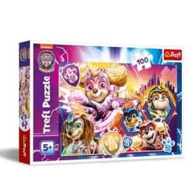 Trefl - Paw Patrol : The Mighty Movie, Découvrez Mighty Pups- Puzzle 100 Pièces-Puzzles Colorés avec des Personnages de Bande